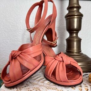 Salmon 70s Strappy Knot Pumps, Andrew Geller